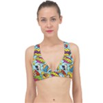 Vintage Tattoos Colorful Seamless Pattern Classic Banded Bikini Top