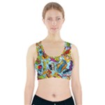 Vintage Art Tattoos Colorful Seamless Pattern Sports Bra With Pocket