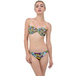 Vintage Art Tattoos Colorful Seamless Pattern Classic Bandeau Bikini Set