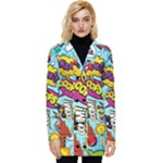 Graffiti Word Seamless Pattern Button Up Hooded Coat 