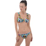 Vintage Art Tattoos Colorful Seamless Pattern Ring Detail Crop Bikini Set