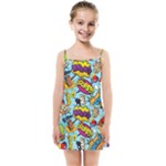 Graffiti Word Seamless Pattern Kids  Summer Sun Dress