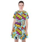 Graffiti Word Seamless Pattern Sailor Dress