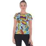 Comic Elements Colorful Seamless Pattern Short Sleeve Sports Top 