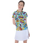 Graffiti Word Seamless Pattern Women s Polo T-Shirt