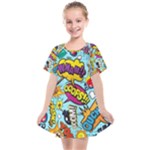 Comic Elements Colorful Seamless Pattern Kids  Smock Dress