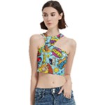 Graffiti Word Seamless Pattern Cut Out Top