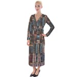 Artistic Psychedelic Hippie Peace Sign Trippy Velvet Maxi Wrap Dress