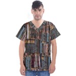 Abstract Colorful Texture Men s V-Neck Scrub Top