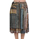 Abstract Colorful Texture Velvet Flared Midi Skirt