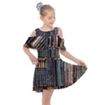 Abstract Colorful Texture Kids  Shoulder Cutout Chiffon Dress