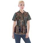 Abstract Colorful Texture Women s Short Sleeve Pocket Shirt