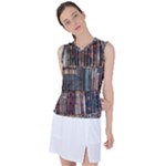 Abstract Colorful Texture Women s Sleeveless Sports Top