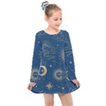 Asian Seamless Galaxy Pattern Kids  Long Sleeve Dress