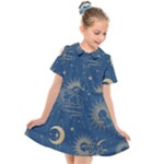 Asian Seamless Galaxy Pattern Kids  Short Sleeve Shirt Dress