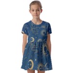 Asian Seamless Galaxy Pattern Kids  Short Sleeve Pinafore Style Dress