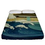 Sea Asia Waves Japanese Art The Great Wave Off Kanagawa Fitted Sheet (Queen Size)
