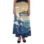 Sea Asia Waves Japanese Art The Great Wave Off Kanagawa Flared Maxi Skirt