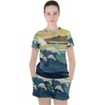 Sea Asia Waves Japanese Art The Great Wave Off Kanagawa Women s T-Shirt and Shorts Set