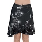 Photography Of Buildings New York City  Nyc Skyline Chiffon Wrap Front Skirt