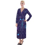 Realistic Night Sky With Constellations Velvet Maxi Wrap Dress