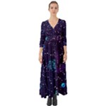 Realistic Night Sky With Constellations Button Up Boho Maxi Dress