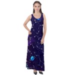 Realistic Night Sky With Constellations Sleeveless Velour Maxi Dress