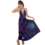 Realistic Night Sky With Constellations Backless Maxi Beach Dress