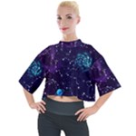 Realistic Night Sky With Constellations Mock Neck T-Shirt