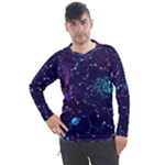 Realistic Night Sky With Constellations Men s Pique Long Sleeve T-Shirt