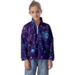 Realistic Night Sky With Constellations Kids  Half Zip Hoodie