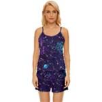 Realistic Night Sky With Constellations Satin Pajama Short Set