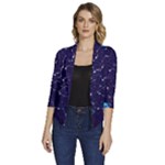 Realistic Night Sky With Constellations Women s Draped Front 3/4 Sleeve Shawl Collar Jacket