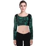 Tardis Doctor Who Technology Number Communication Velvet Long Sleeve Crop Top