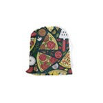 Seamless Pizza Slice Pattern Illustration Great Pizzeria Background Drawstring Pouch (Small)