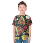 Seamless Pizza Slice Pattern Illustration Great Pizzeria Background Kids  Cotton T-Shirt