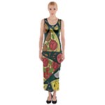 Seamless Pizza Slice Pattern Illustration Great Pizzeria Background Fitted Maxi Dress
