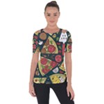 Seamless Pizza Slice Pattern Illustration Great Pizzeria Background Shoulder Cut Out Short Sleeve Top