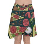 Seamless Pizza Slice Pattern Illustration Great Pizzeria Background Chiffon Wrap Front Skirt