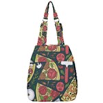 Seamless Pizza Slice Pattern Illustration Great Pizzeria Background Center Zip Backpack