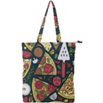 Seamless Pizza Slice Pattern Illustration Great Pizzeria Background Double Zip Up Tote Bag