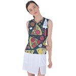 Seamless Pizza Slice Pattern Illustration Great Pizzeria Background Women s Sleeveless Sports Top