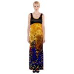 Skyline Frankfurt Abstract Moon Thigh Split Maxi Dress