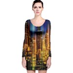 Skyline Light Rays Gloss Upgrade Long Sleeve Velvet Bodycon Dress