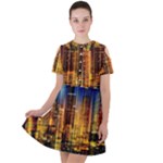 Skyline Light Rays Gloss Upgrade Short Sleeve Shoulder Cut Out Dress 