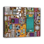 Pattern Design Art Techno  Dj Music Retro Music Device Canvas 14  x 11  (Stretched)