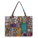 Pattern Design Art Techno  Dj Music Retro Music Device Medium Tote Bag