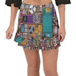 Pattern Design Art Techno  Dj Music Retro Music Device Fishtail Mini Chiffon Skirt