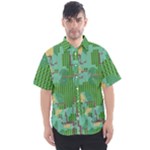 Green Retro Games Pattern Men s Short Sleeve Shirt