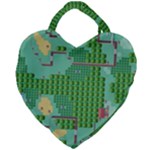 Green Retro Games Pattern Giant Heart Shaped Tote
